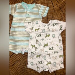 ‼️EUC: Bundle Of 2 Little Beginnings Short Sleeve Rompers - 0-3M